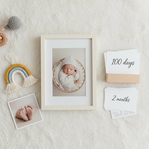 Set di Carte Personalizzate per Registrare Affermazioni Positive e Tappe Importanti del Bambino, <span class=keywords><strong>Regalo</strong></span> per la <span class=keywords><strong>Gravidanza</strong></span> con Cornice Fotografica in Carta - Product Image 3