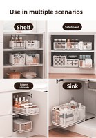 Organisateur de placard de cuisine pliable et empilable avec panier coulissant pour épices et bouteilles