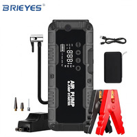 BRIEYES Démarreur de Voiture Portable 12V avec Compresseur d'Air 1600A, Booster de Batterie, Gonfleur de Pneus, Batterie Externe pour Moteurs Essence et Diesel Q29B