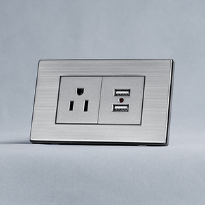 American Standard Wall US Power <strong>Socket</strong> Universal <strong>Plug</strong> with Double 2Usb US Stainless Steel 2way <strong>Socket</strong> Panel 118*74mm <strong>Computer</strong> - Product Image 1