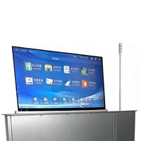 Mesa Elevadora para Monitor Plateada al por Mayor con Micrófono para Presentaciones, Video y Equipos Informáticos para Conferencias
