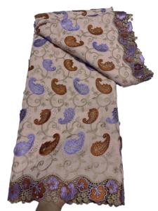 Tissu en maille Dobby 100 % polyester, doux, respirant, transparent, avec motif floral 3D uni, en stock, pour robes féminines - Product Image 4