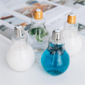 Wholesale 150ml 200ml 300ml 500ml 700ml Light Lamp Bulb Shape Plastic Beverage Fruit Juice <b>Bottle</b> with Cap for Beverage Milk Tea - Product Image 4