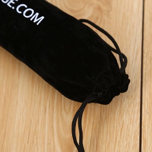 High Quality Black Flannel <b>Drawstring</b> <b>Makeup</b> Brush <b>Bags</b> Velvet Pouch for Selfie Stick - Product Image 4