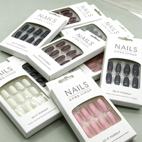 Uñas Postizas XL Coffin French Tip, Puntas de Uñas Falsas de ABS Premium, Paquete al por Mayor para Salón y Arte de Uñas DIY