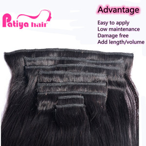 Extensions de <span class=keywords><strong>cheveux</strong></span> humains Remy naturels vierges noirs lisses à clipser Pinces à <span class=keywords><strong>cheveux</strong></span> bruts indiens en pièces pré-collées pour femmes - Product Image 6