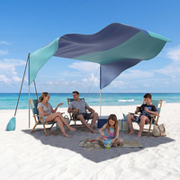 Abri de plage portable 10x10FT UPF 50+ résistant au vent et aux UV, tente familiale extérieure pour 6 personnes, bleu sarcelle, installation facile
