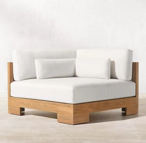 Divano Sezionale da Esterno di Lusso in <span class=keywords><strong>Vimini</strong></span> Naturale con Struttura in Legno di Teak Massiccio - Product Image 5