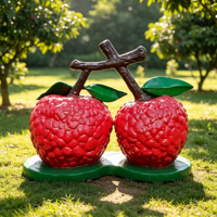 Sculpture artisanale en résine de fruit de litchi, style Chibi, OEM ODM, taille et couleur personnalisées, décoration 3D pour la maison, le bureau, le jardin, le parc, les parcs à thème, les expositions