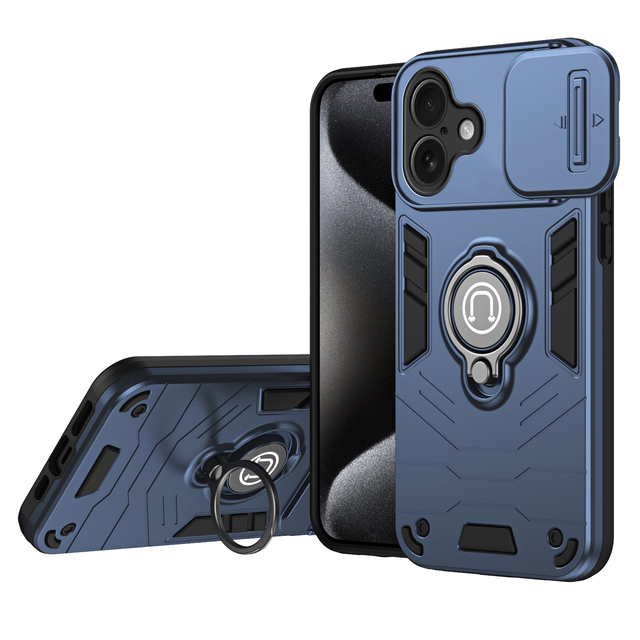 Slide Camera Cover Phone Case for iphone 18 Pro max/18 Pro /17 Air/17 Pro/17 With Finger Ring Holder Mobile Phone Case