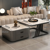 Table basse pliante simple en dalle de roche pour salon, petite table à thé domestique en verre, sensation de luxe léger et haut de gamme