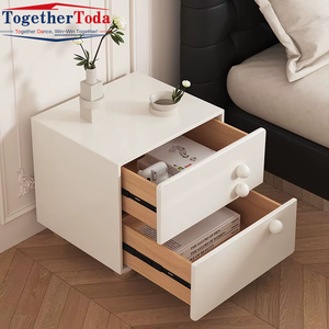 Table de chevet en bois massif de style nordique blanc, design simple et moderne, prix de gros abordable, mobilier de maison de luxe - Product Image 2