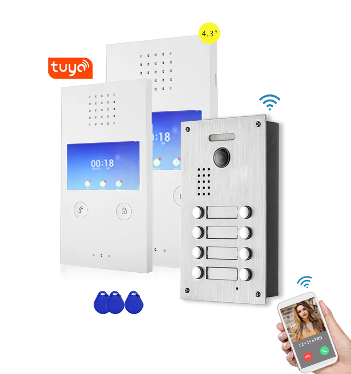 Tuya Smart Home Deur Intercom Sip Intercom Systeem Video Intercom Systeem Voor 8 Appartementen