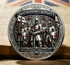 Moneta Commemorativa Hot della Fratellanza dei Cavalieri, Design 3D Guerriero Templare 'Chiamami Fratello', Regalo da Collezione, Vendita all'Ingrosso - Product Image 4