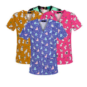 Soleil Fleur 100% Coton Bleu Couleur Soins Infirmiers Chirurgicaux Hôpital Scrubs Uniformes Ensembles XL Logo Personnalisé Médical Imprimé Scrubs Top - Product Image 6