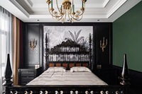 Lit en bois massif noir et cerisier, taille King, avec tête et pied de lit, pour chambre principale et chambre d'amis