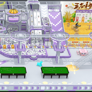 Parque Infantil Comercial Interior de Plástico con Casa de Brinco, Piscina de Pelotas, Trampolín y Red de Protección - Product Image 3
