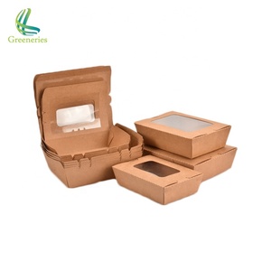 Papier alimentaire pour Sushi, Fruit de rue, <span class=keywords><strong>poulet</strong></span>, boîte à salade marron pour déjeuner, Logo personnalisé, emballage à emporter avec fenêtre pour animaux de compagnie - Product Image 5