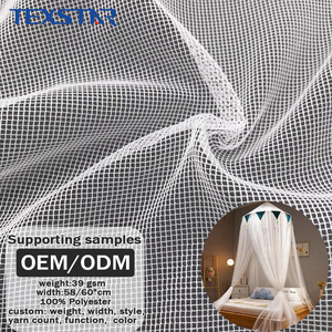 Tela de Malla Cuadrada Clásica de Poliéster Suave y Transpirable Personalizada para Mosquitero de Cama - Product Image 1