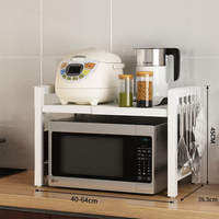 Étagère de rangement extensible à 2 niveaux pour micro-ondes pour usage en cuisine avec vaisselle Support de four à micro-ondes rétractable
