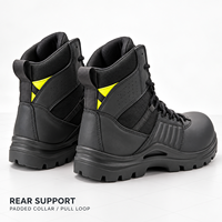 Bottes de protection pour pompiers à tige basse, chaussures en cuir et toile noires à lacets avec embout de protection