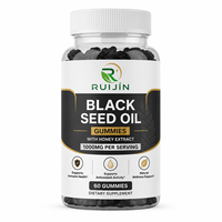 Gummies d'huile de nigelle 1000mg à marque privée OEM avec extrait de miel, soutien immunitaire et antioxydant, 60 gummies, complément alimentaire