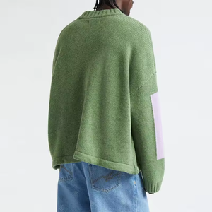 Pull à col rond à manches longues pour homme avec logo personnalisé, épaules tombantes, en coton respirant, tricoté, impression numérique, pour l'hiver - Product Image 3