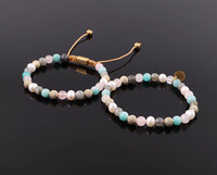 Bracelet en pierres précieuses pour femmes, nouveau design, micro pavé CZ, boule en pierre de larimar naturelle, perle d'eau douce, labradorite, macramé, JBS11096