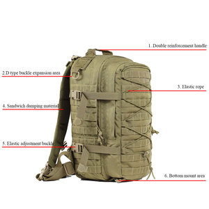 Sac à dos d'extérieur personnalisé noir, imperméable, randonnée, survie, camouflage, fermeture, doublure en polyester - Product Image 3