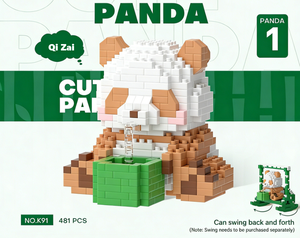 Chapeau pastel mignon Panda & Citrouille Micro Blocs de construction - 238 pièces Mini briques Jouet pour un assemblage amusant en <span class=keywords><strong>DIY</strong></span> - Product Image 3