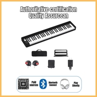 KINGMUSICO KM-F15 Clavier numérique 61 touches lestées à mécanique marteau, piano numérique MIDI portable, corps en plastique, 200 rythmes, 100