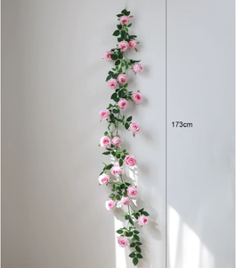 Rose artificielle suspendue de haute qualité 1,73 m, en soie, faite à la main, douce, moderne, longue durée, fleurs roses, rouges et blanches pour la maison - Product Image 6