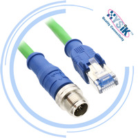 Cables Ethernet de Pares Trenzados Blindados, Conjuntos de Cables con Conector M12 de 8 Pines y 4 Pines, Código X D, Cable Moldeado de PUR y PVC