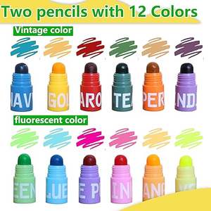 Bolígrafo resaltador de empalme creativo, de 6 colores punta redonda, resaltador de marca de énfasis de color Vintage, bolígrafo de garabato fluorescente - Product Image 5