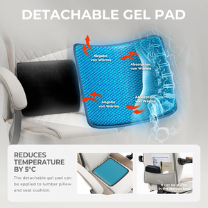 Chaise de bureau pivotante, inclinable, confortable, en cuir, coussin de gel à ressort de poche, repose-pieds de massage, sac de rangement - Product Image 4