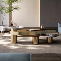 Table basse en acier et or au Style de luxe, ensemble moderne, de couleur noir et or, meubles décoratifs pour la maison, nouveau Design, de salon, 2022