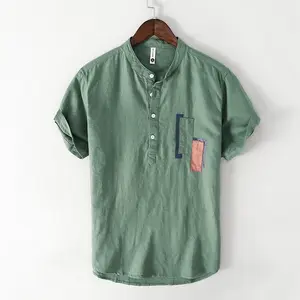 Baju kerja pria, baju kerja lengan pendek, kaus lapel, pakaian kerja cetak, warna solid, anti-keriput, nyaman, musim panas, 2023