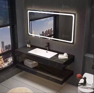 Juego de tocador de baño de lujo moderno de 48 pulgadas, tocador de Proyecto de Hotel, espejo inteligente para dormitorio, comedor, hogar, Bar, <span class=keywords><strong>roca</strong></span> de piedra en capas - Product Image 3