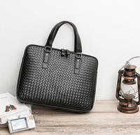 Sac à main pour ordinateur portable pour homme, tissé à la main, texture personnalisée, logo OEM ODM, double poignée, léger, pour réunions formelles
