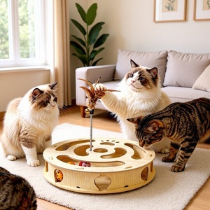 Nouveau design d'usine chinoise : Jouet interactif en <span class=keywords><strong>bois</strong></span> pour chat, type circuit, distributeur de nourriture, à montage rapide sans outils, en kit plat, pour l'enrichissement. - Product Image 6