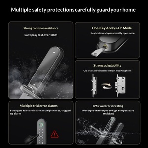 ล็อคอิเล็กทรอนิกส์อัจฉริยะสำหรับประตูบานเลื่อนอะลูมิเนียมแบบ Broken Bridge และระเบียง ปลดล็อคด้วยลายนิ้วมือ รหัสผ่าน รีโมท ผ่านแอป <span class=keywords><strong>TTLock</strong></span>/<span class=keywords><strong>TUYA</strong></span> - Product Image 2