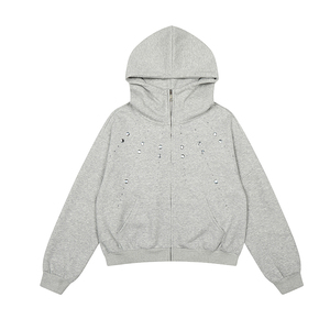 Nueva Chaqueta con Capucha Estilo Americano para Personas Bajas - Sudadera con Capucha Personalizada con Tachuelas Metálicas - Product Image 3