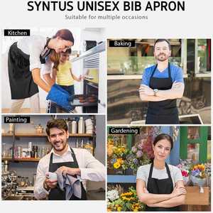 Custom Logo Unisex Cotton Black Apron Full Printing Design Apron With Pocket Waterproof Adjustable Bib for Kitchen Bbq Apron - Product Image 6