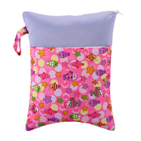 Sac étanche à double poche imprimé dessin animé, pochette de rangement lavable pour couches et articles en tissu, vente en gros
