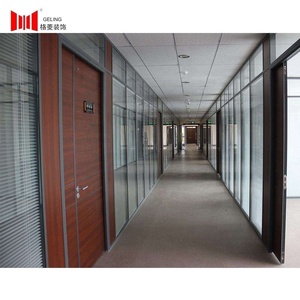 Divisor de pared de vidrio templado doble de aluminio, a prueba de sonido temporal, detalle <span class=keywords><strong>dwg</strong></span> con obturador o persiana - Product Image 6