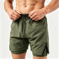 Shorts de sport 2 en 1 pour homme avec logo personnalisé, séchage rapide, respirants, avec fentes latérales et poche pour téléphone, idéaux pour la gym et le fitness