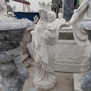 Lebensgroße Marmorstatue von Maria und Jesuskind Katholische Religiöse Skulptur für Kirche Außenbereich Garten Dekorative Mutter-Maria-Statuen - Product Image 3