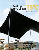 Toldo de Camping JIAWEI 210D de Tela Oxford para Exteriores, con Revestimiento Resistente a los Rayos UV SPF50+, Impermeable 2000mm, con Soportes de Hierro