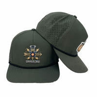 Casquette de golf sportive imperméable à 5 panneaux avec logo personnalisé de haute qualité, perforations découpées au laser, respirante, fermeture snapback 100%