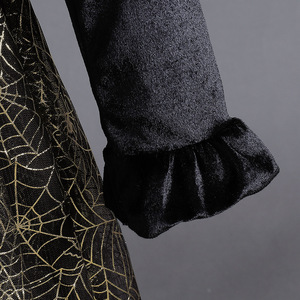 Disfraz de Princesa Bruja de Halloween Personalizable Oscuro, Vestido de Poliéster de Manga Larga con Patrón de Telaraña de Gasa para Niñas, Disfraz de Fiesta - Product Image 6